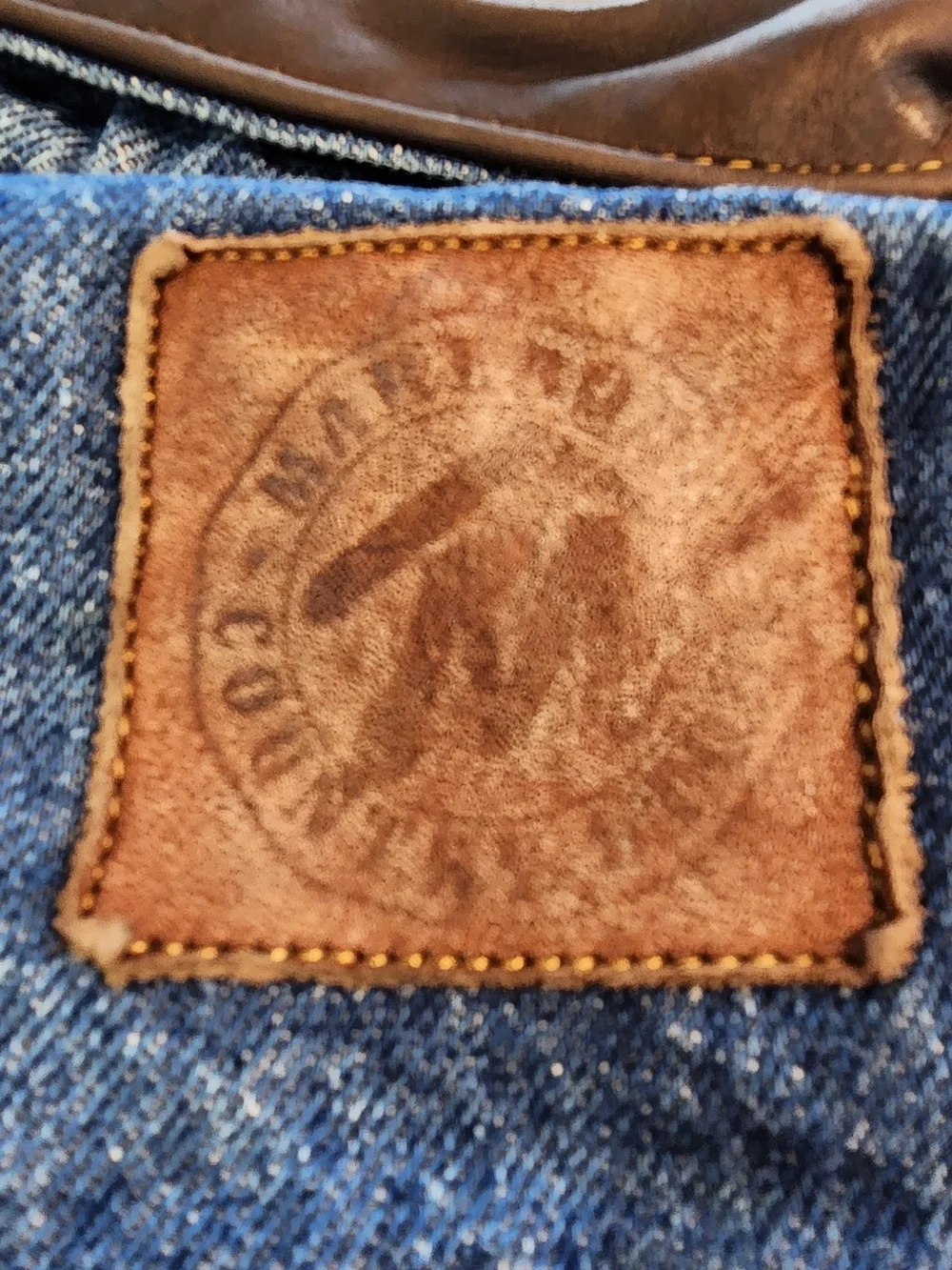 Vintage Marlboro Country Store Denim Trucker Jacket Leather Collar Flannel Sz L